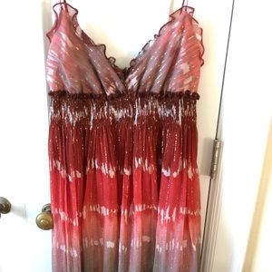 BCBG Sparkly Ombré Sundress with Ruffle Trim